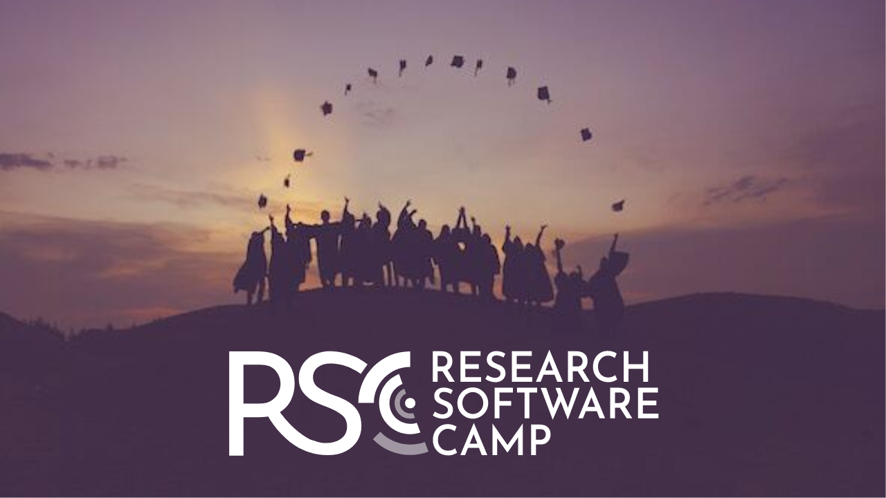 people graduation with the text 'RSC Research Software Camp' overlain