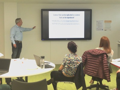 Andrew Stewart giving a talk