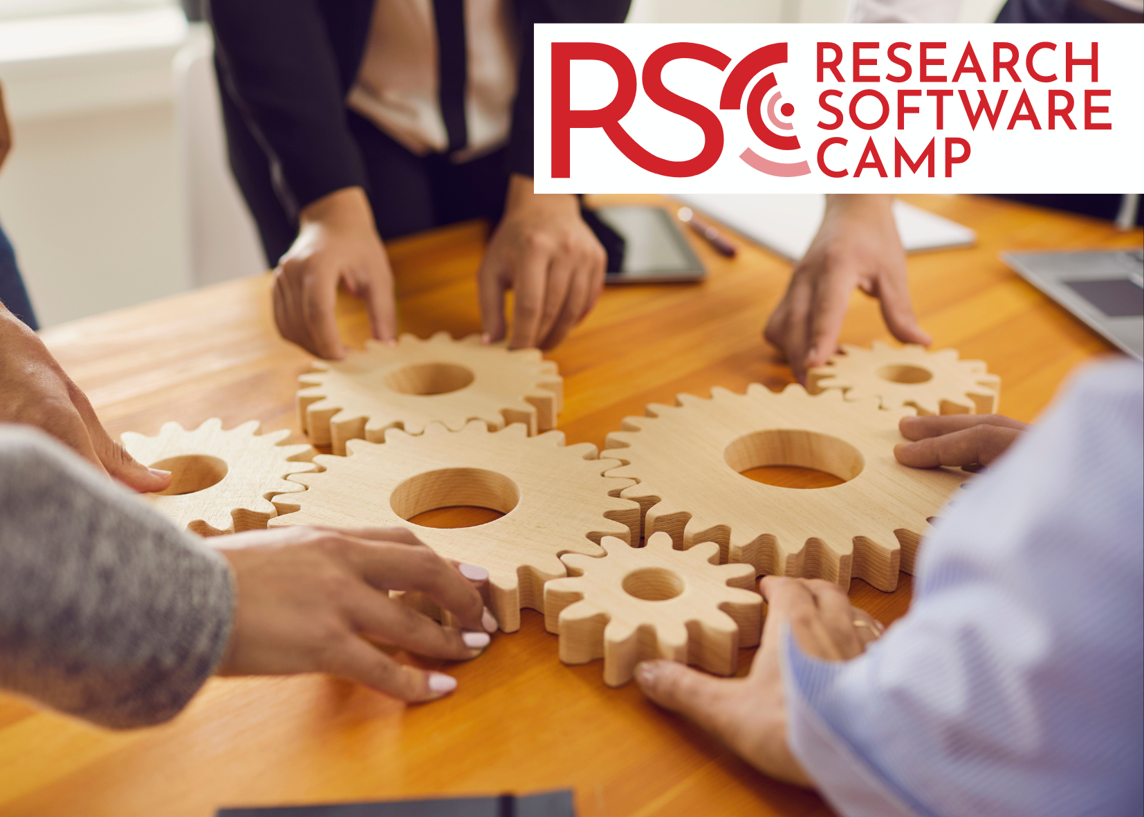 People putting cogs together, RSC logo