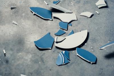 broken plate on the ground