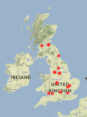 Map of Fellows institutions in the UK
