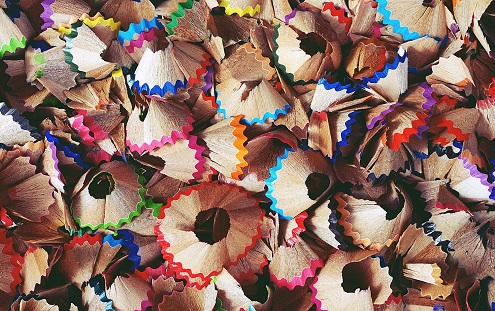 Colousful pencil shavings